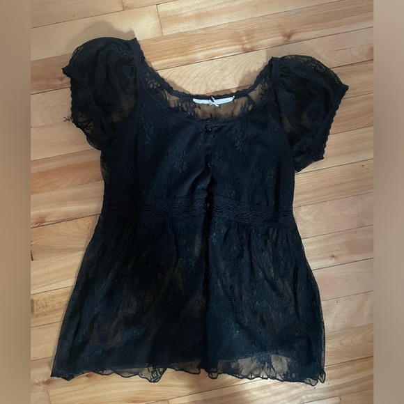 Black Lace Babydoll Top - Picture 1 of 3